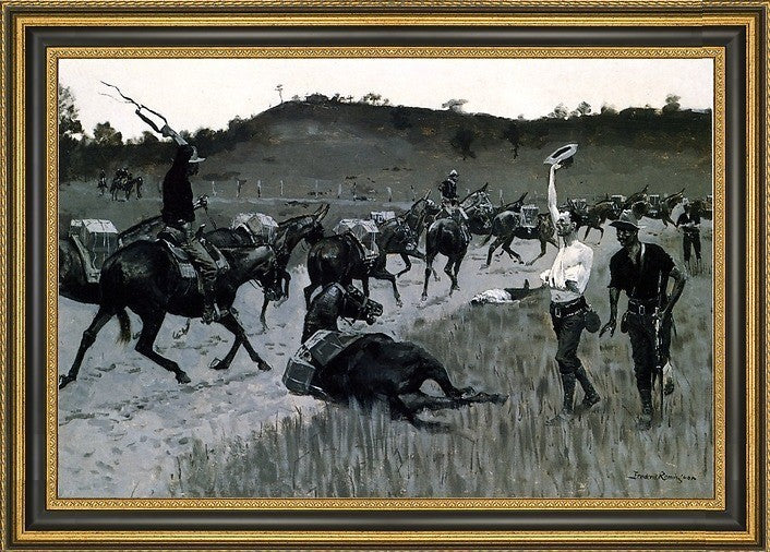 Frederic Remington Battle of San Juan Framed Premium Canvas Print, 18"x27"
