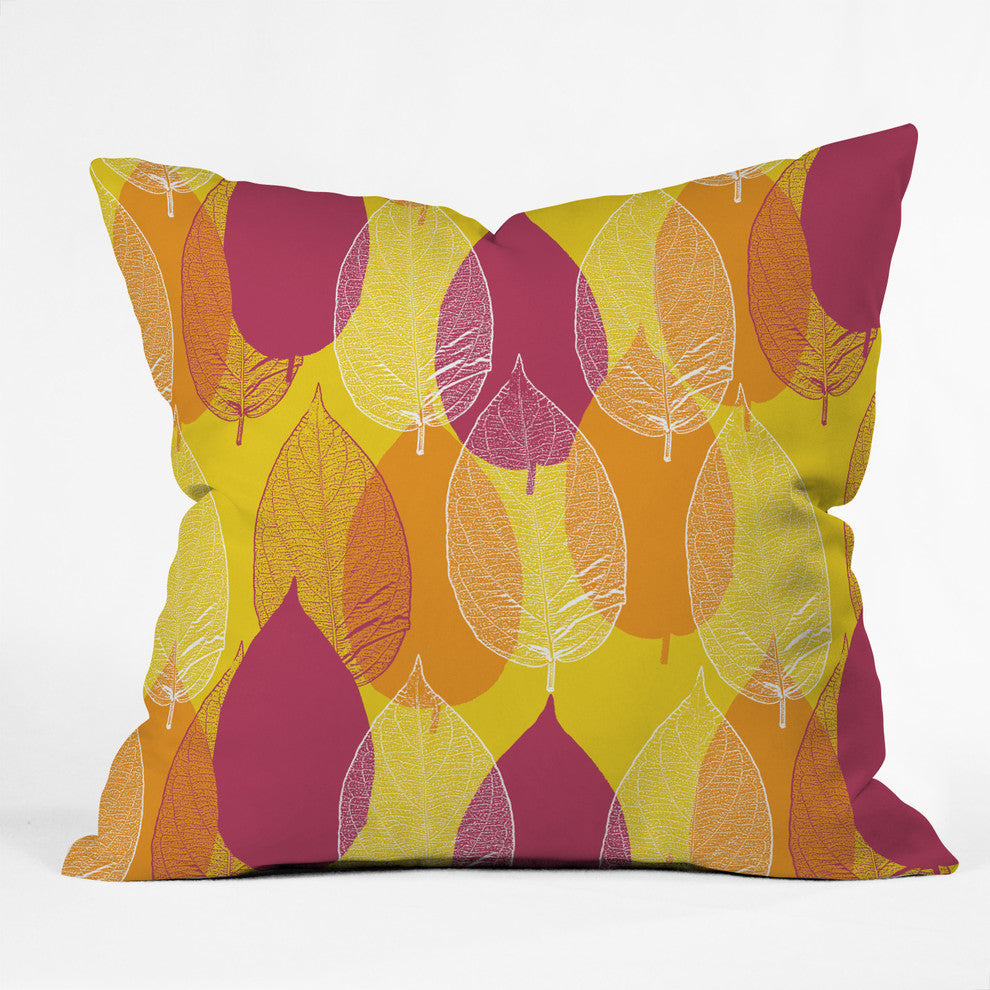 Aimee St Hill Big Leaves Yellow Throw Pillow, 18"x18"