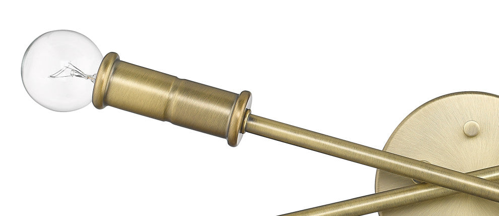 4 Light Simple Vanity Sconce for Wall Mount in Aged Brass