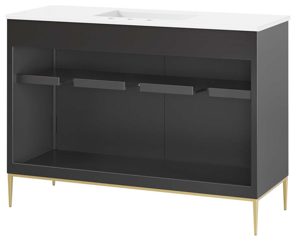 Awaken 48" Double Sink Bathroom Vanity, White Black