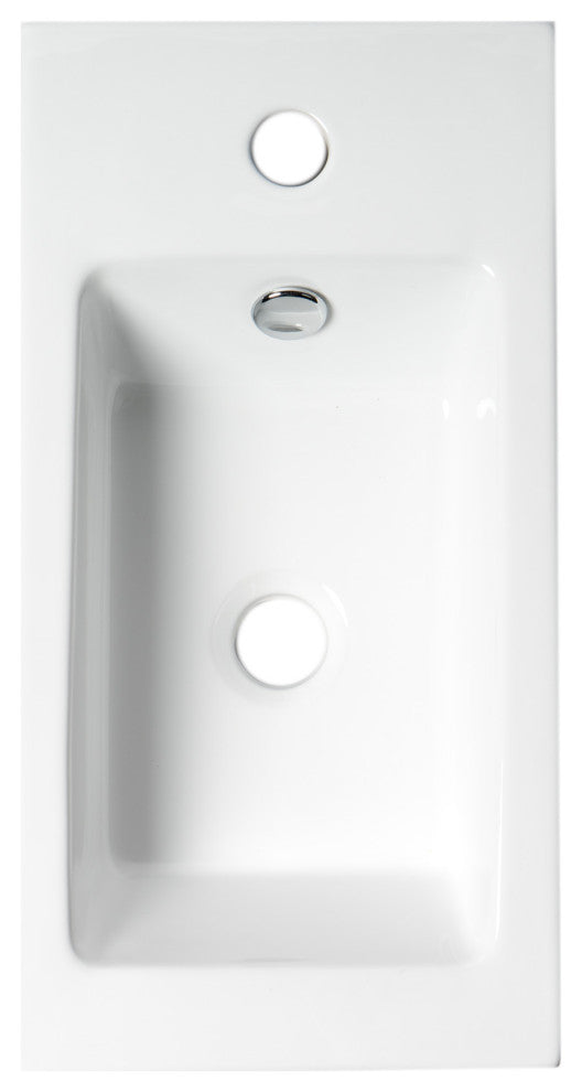 Abc116 White 20" Small Rectangular Wall Mounted Ceramic Sink With Faucet Hole