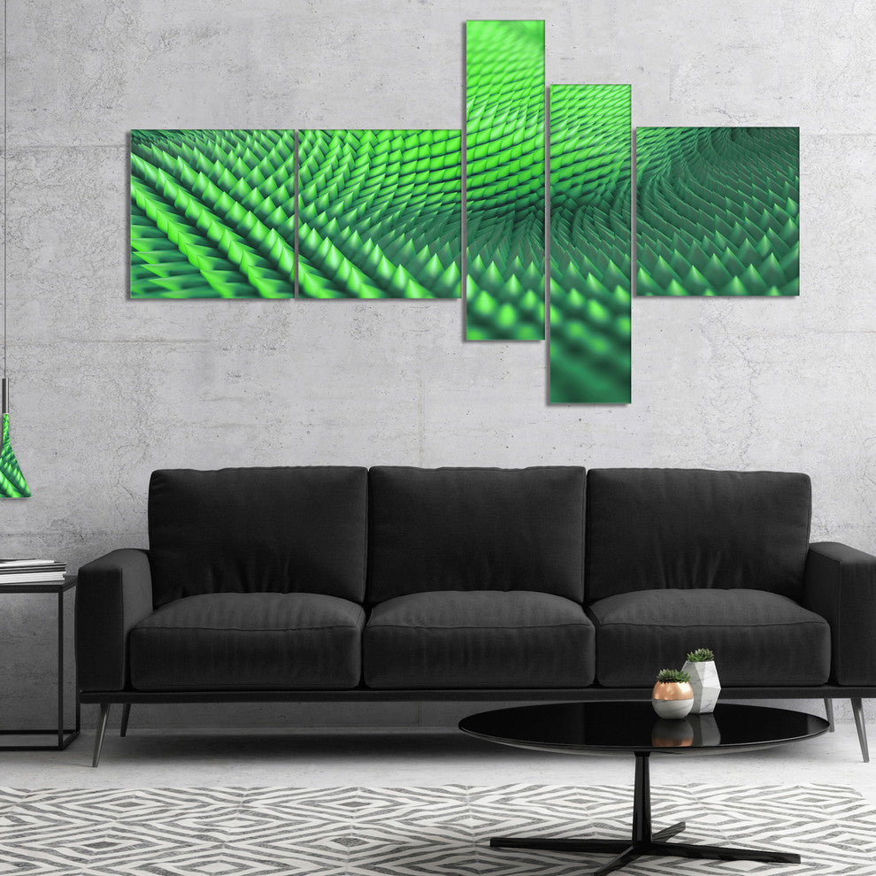 Green 3D Spiny Texture, Abstract Canvas Art Print, 60"x32", 5 panels