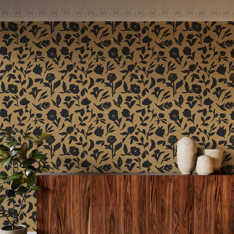 Dancing Pansy Peel and Stick Wallpaper by She She Camel 28 sq ft