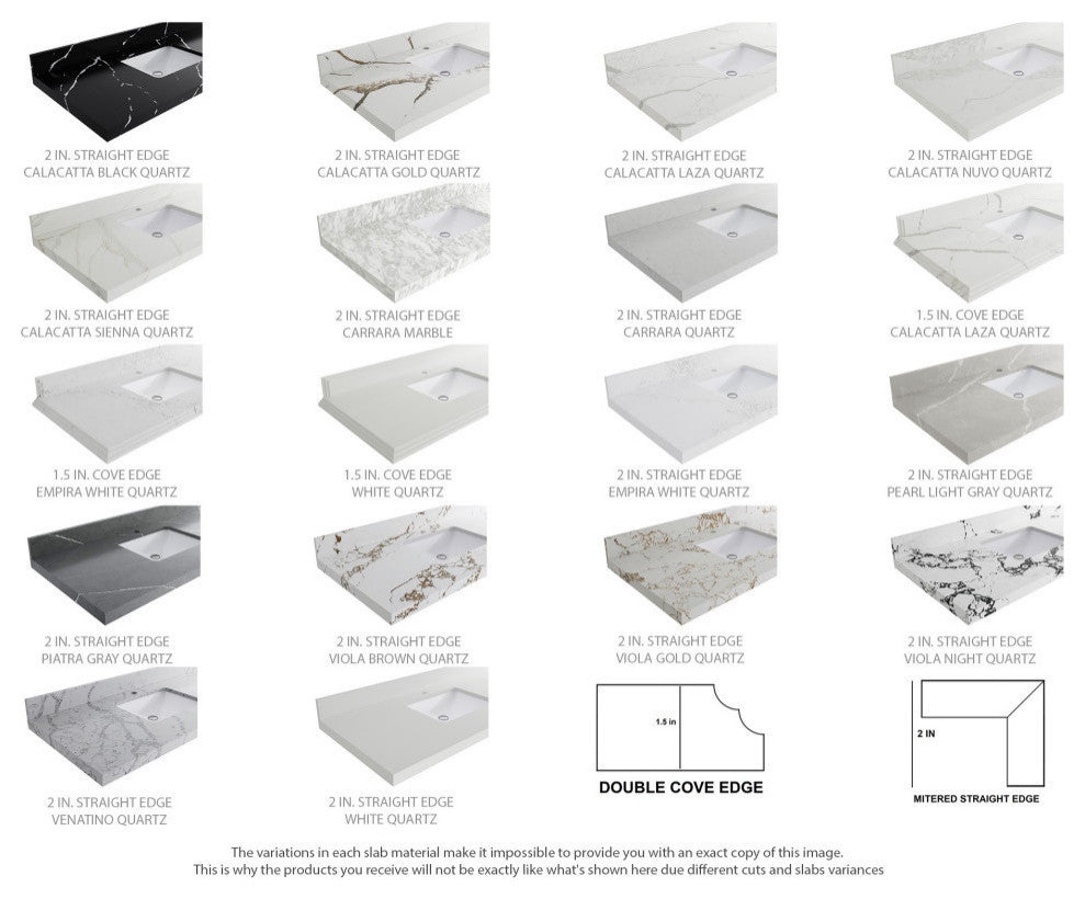 Nashville 60" Single Bathroom Vanity, White 2" White Quartz