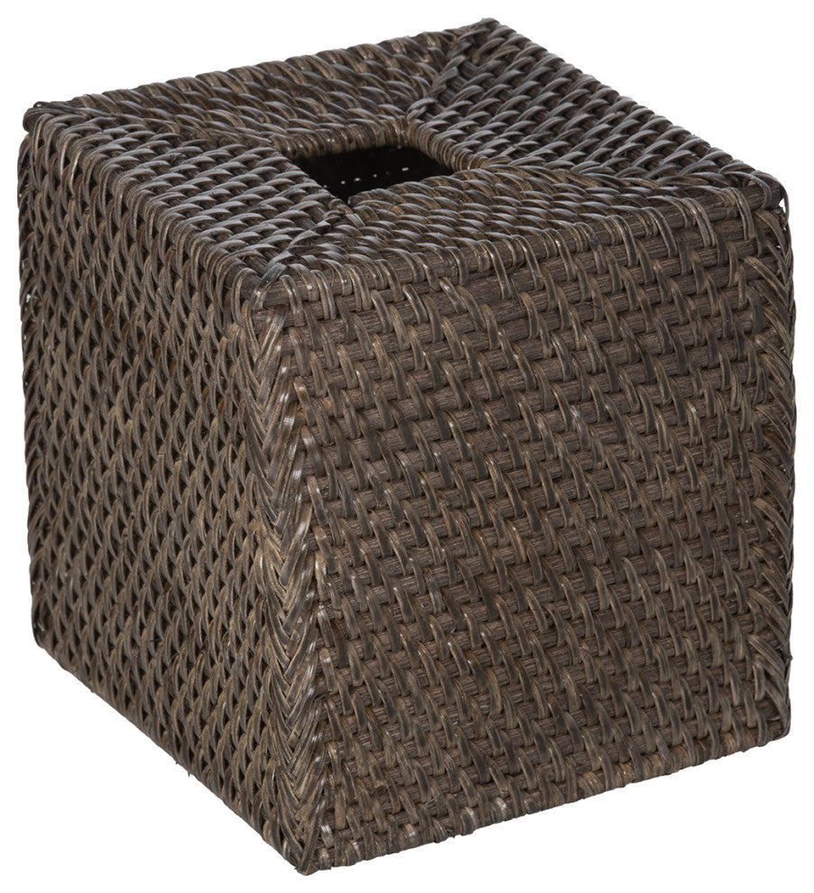 Loma Square Rattan Tissue Box Cover, Espresso