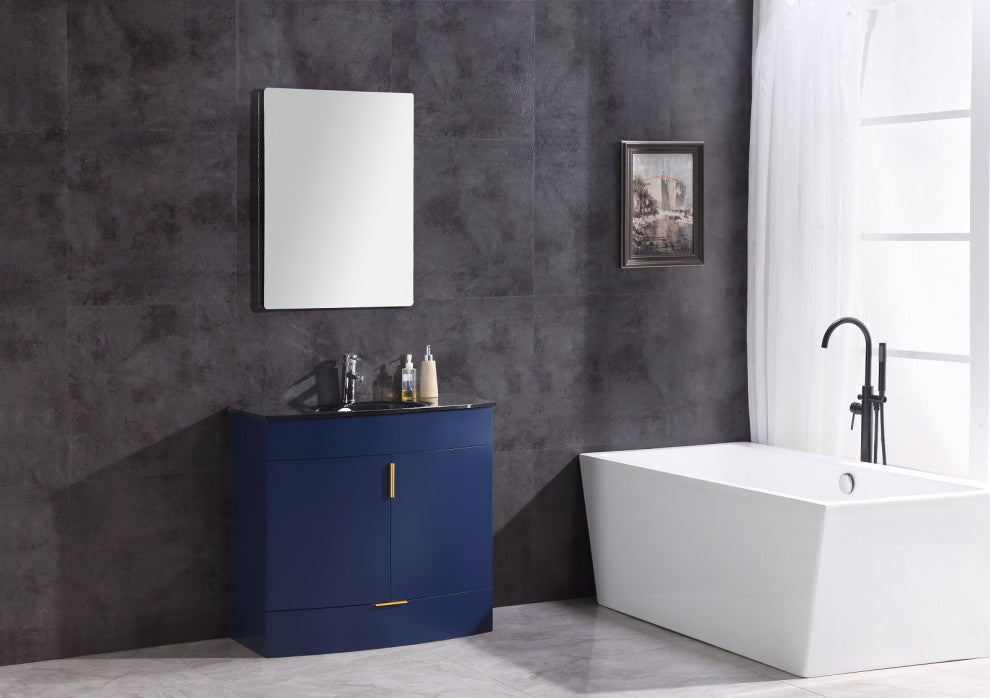 36" Blue Bathroom Vanity, PVC
