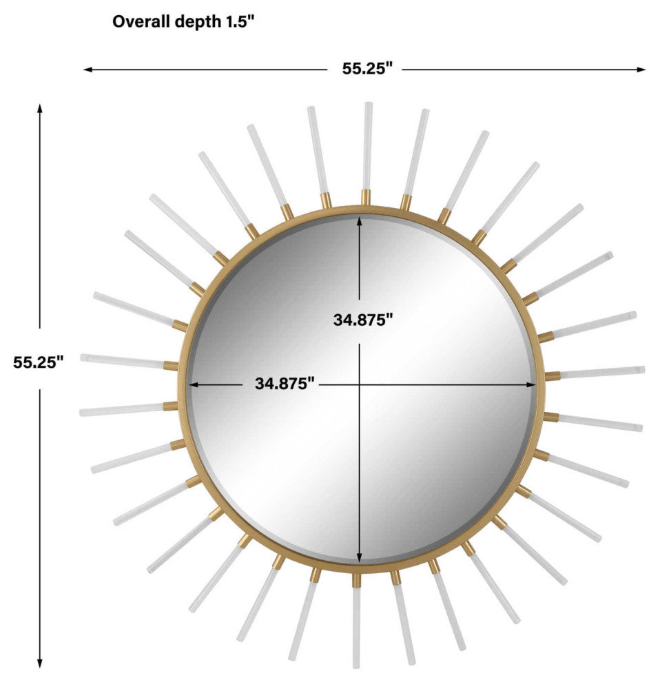 Uttermost 09883 Oracle 55-1/4" Diameter Sunburst Framed Bathroom - Gold Leaf