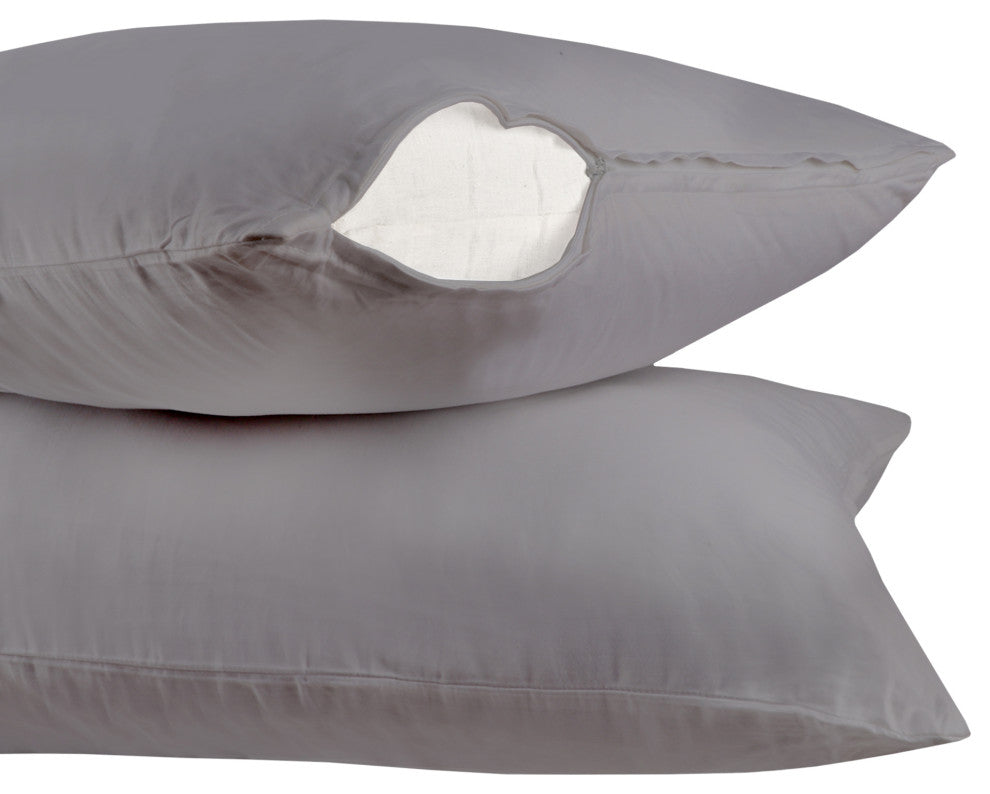 Organic Cotton Pillowcase Pair 300TC GOTS Certified, Dark Gray, Queen 21"x32"