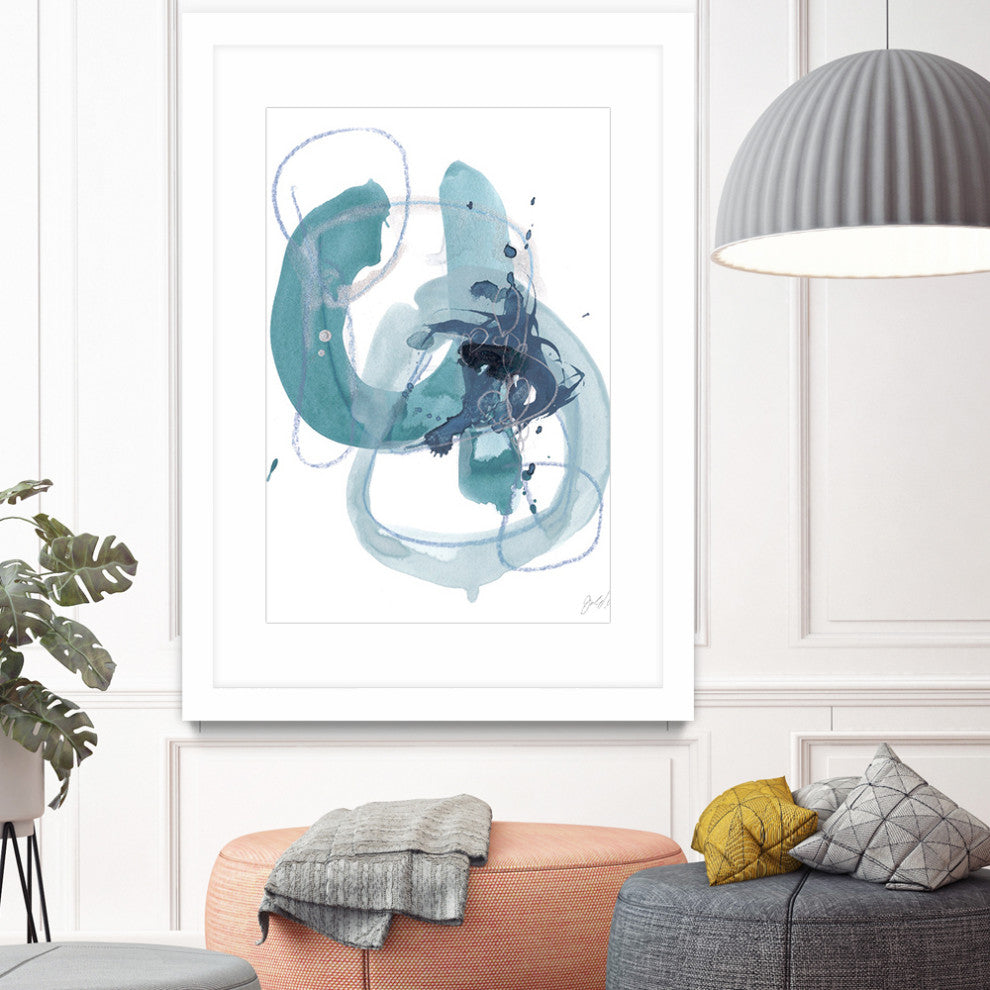"Aqua Orbit II" Matted and Framed, 52" x 36"