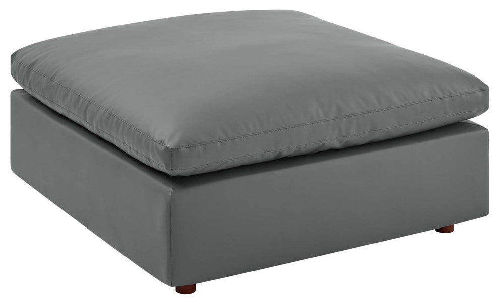 Commix Down Filled Overstuffed Vegan Leather 7-Piece Sectional Sofa - Gray