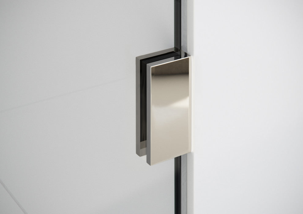 78"x64.75" Frameless Shower Door, Wall Hinge, Polished Nickel