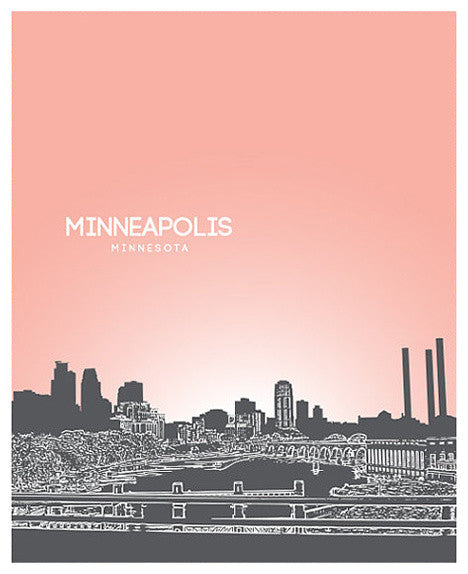 Minneapolis, Minnesota Skyline Art Poster