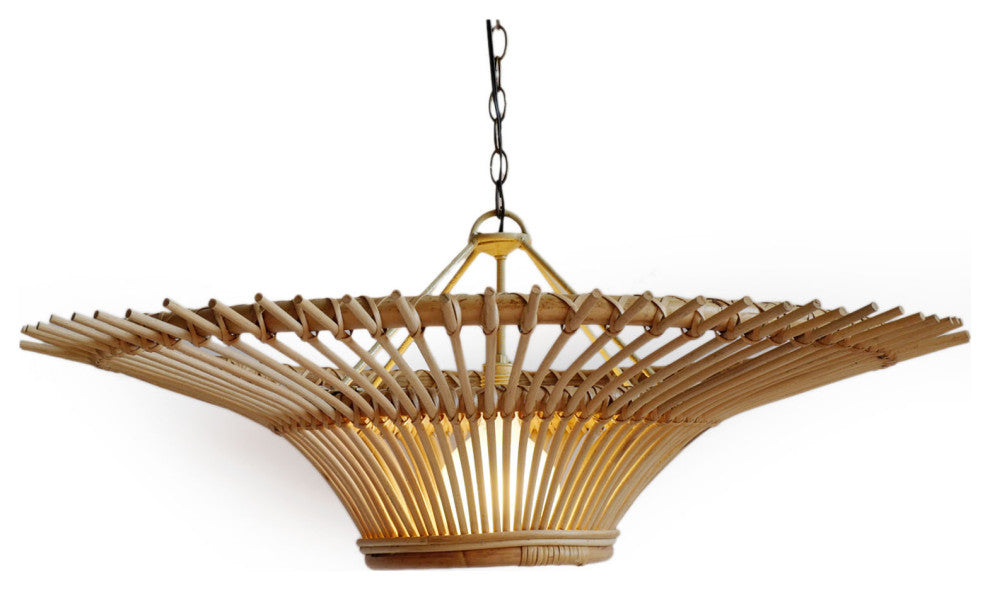 Rattan Sun Ray Pendant Small