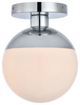 Eclipse 1 Light Flush Mount, Chrome With Frosted White Glass