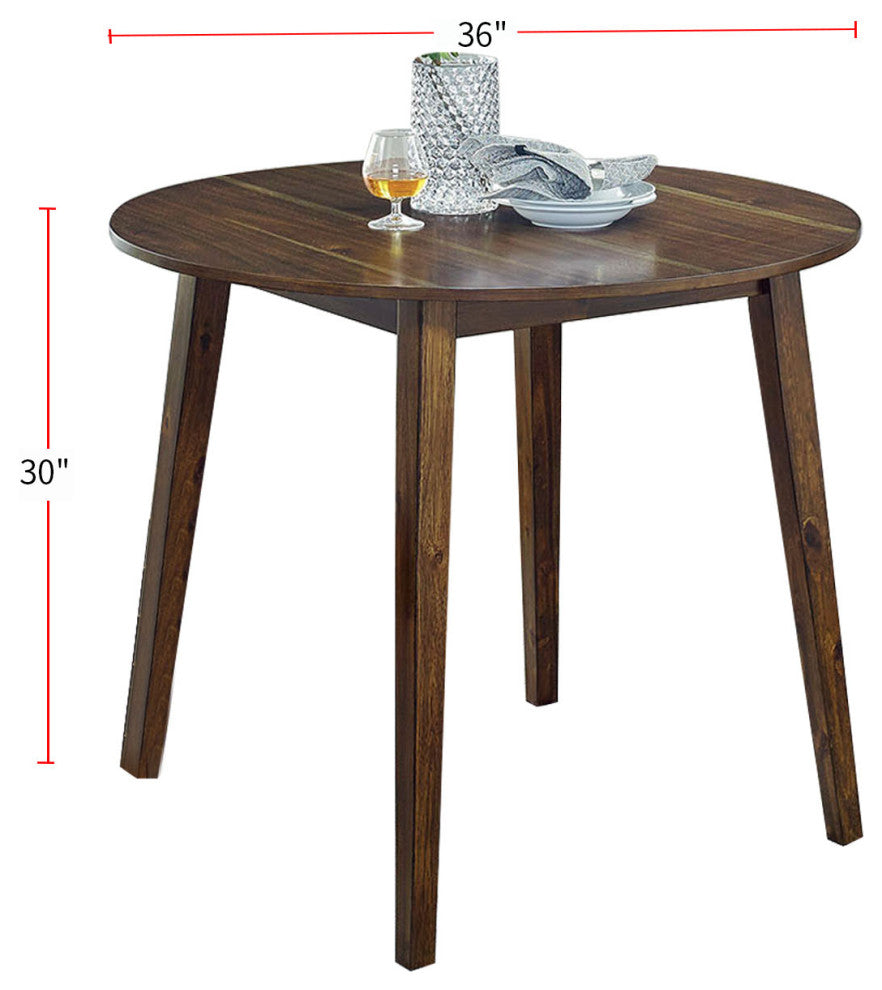 3 Piece Round Dining Table Set with 2 Chairs, Walnut And Dark Brown
