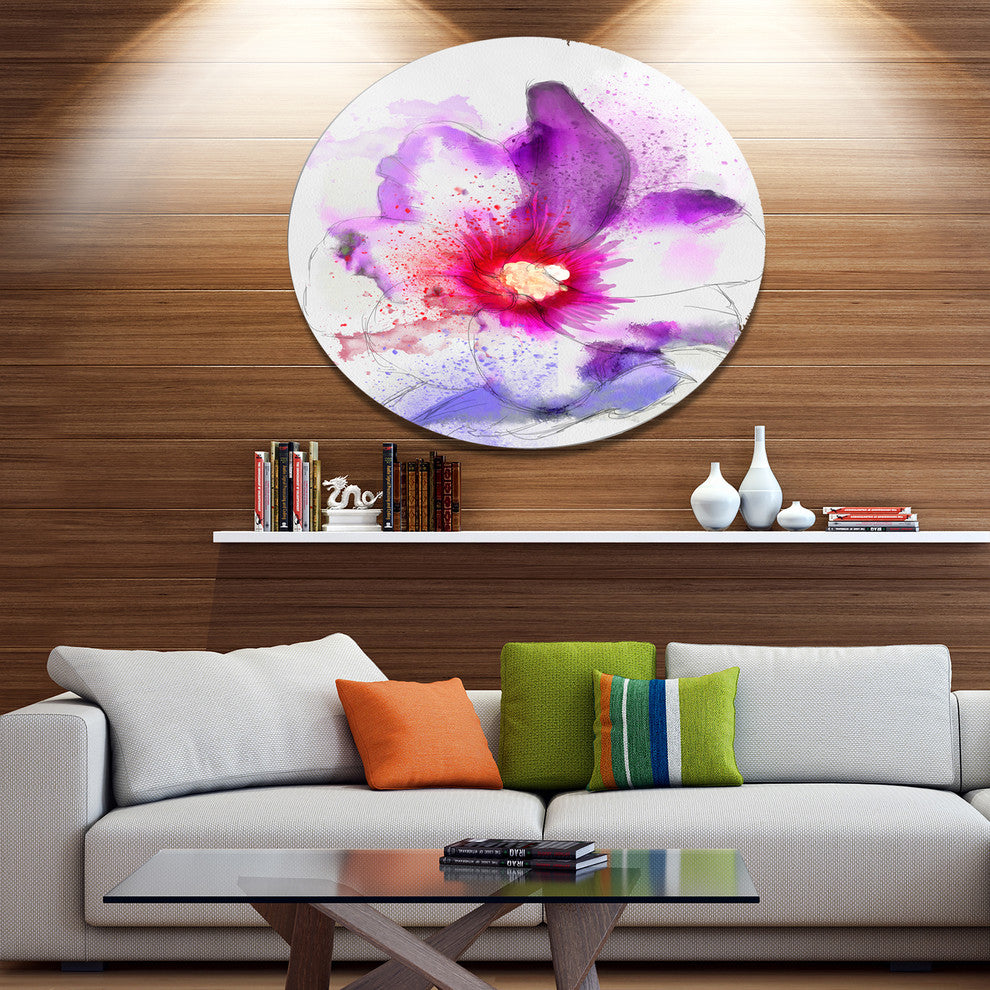 Beautiful Pink Flower Watercolor, Floral Wall Round Wall Art, 11"