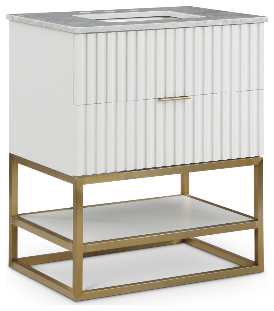 Monad Bathroom Vanity, White, 30" Wide
