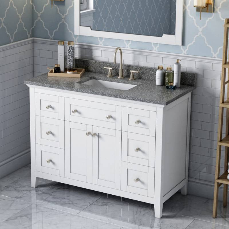 Chatham Traditional 48" White Single Sink Vanity, Boulder Cultured Marble Vanity