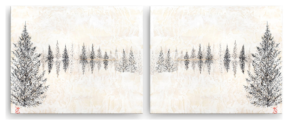 Monoscape V-II' 2 Piece Wrapped Canvas Wall Art Set by Karen Biery, 40"x30"