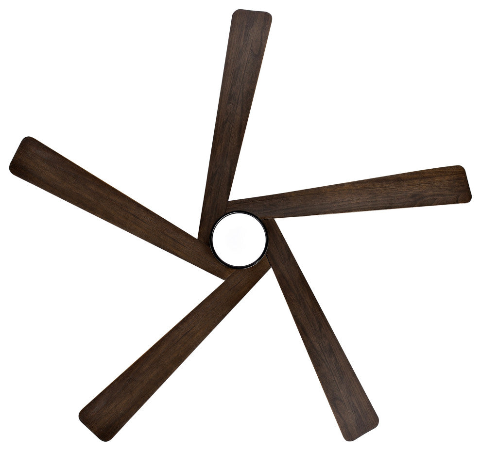 54" Reversible 5-Blade LED Ceiling Fan With Remote and Light, Black/Walnut