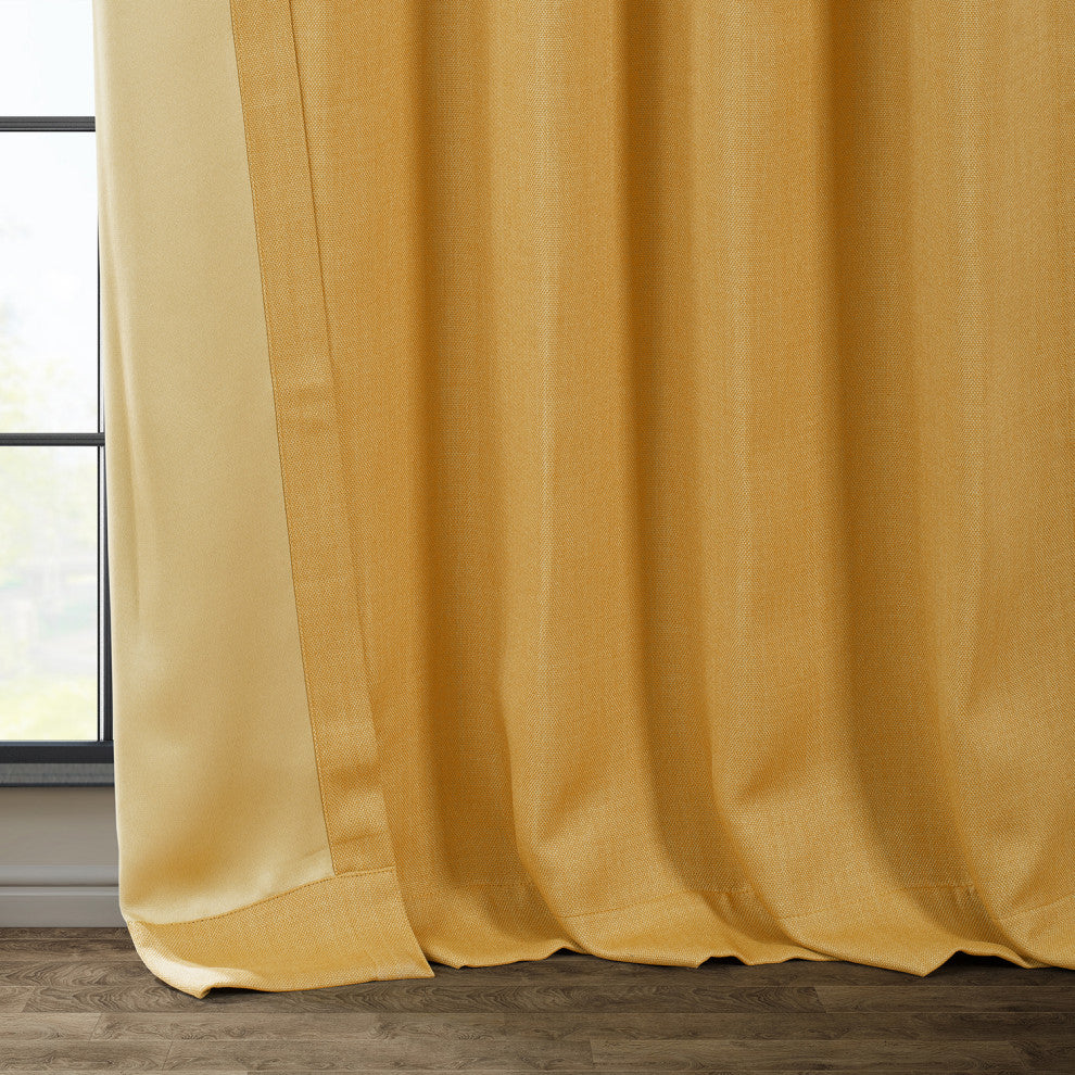Faux Linen Darkening Curtain Single Panel, Dandelion Gold, 50"x96"