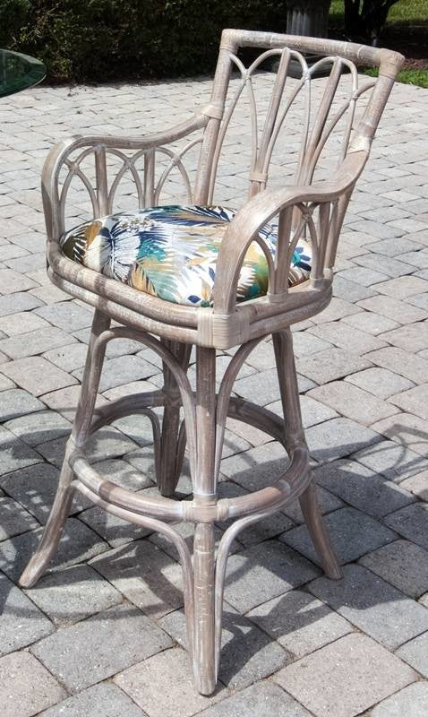 Cuba 30" Swivel Barstool With Arm In Rustic Driftwood, Dum Dum Spa