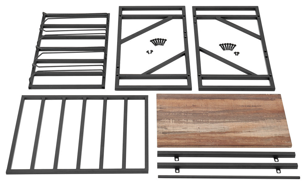 Industrial Wall Mount Metal Wine Rack With Shelf and Stemware Rack