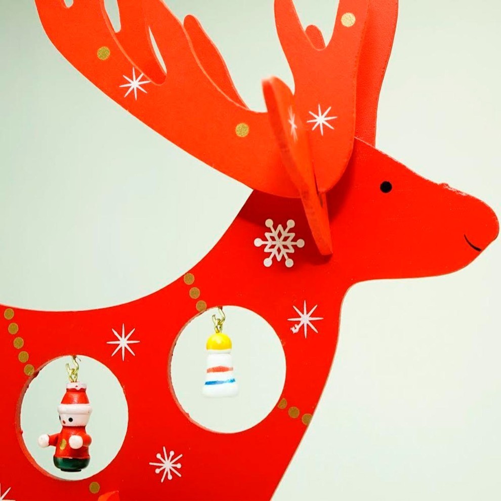 13" Decorative Red Wooden Reindeer Cut-Out Christmas Table Top Decoration