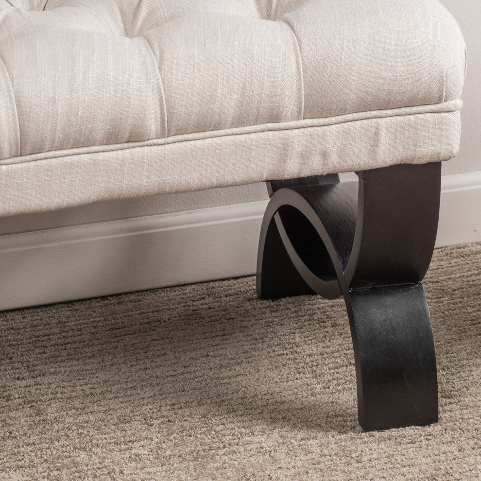 GDF Studio Colette Tufted Fabric Ottoman Bench, Beige