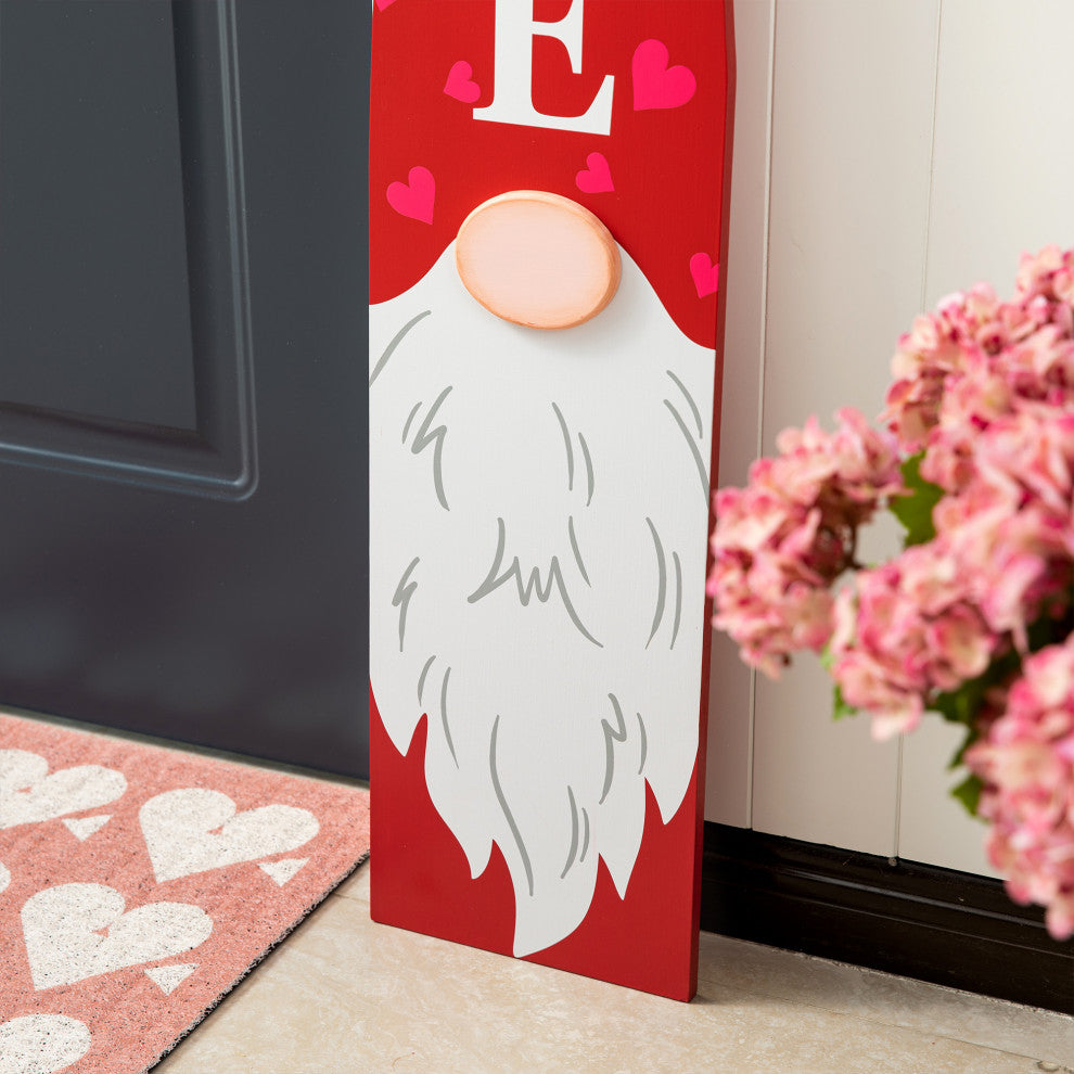 42"H Valentine's Wooden Gnome Porch Decor