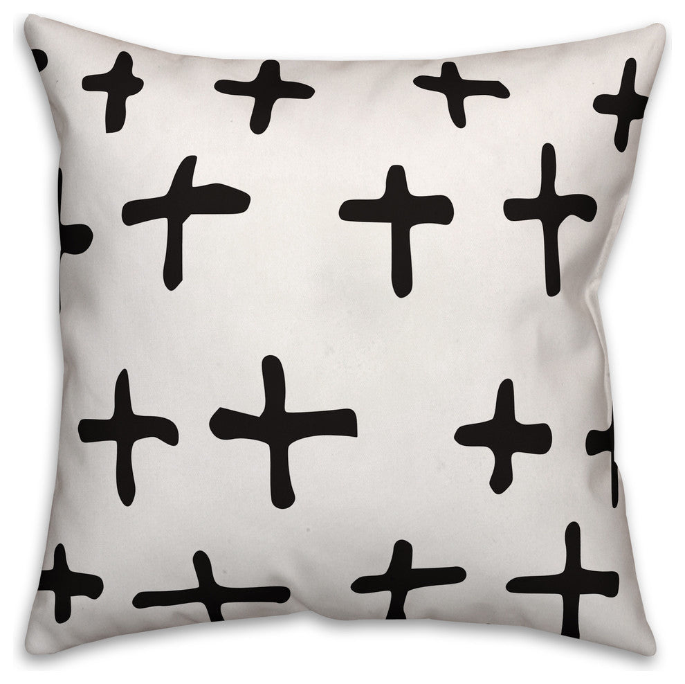Hand-Drawn Swiss Cross Throw Pillow, 16"x16"