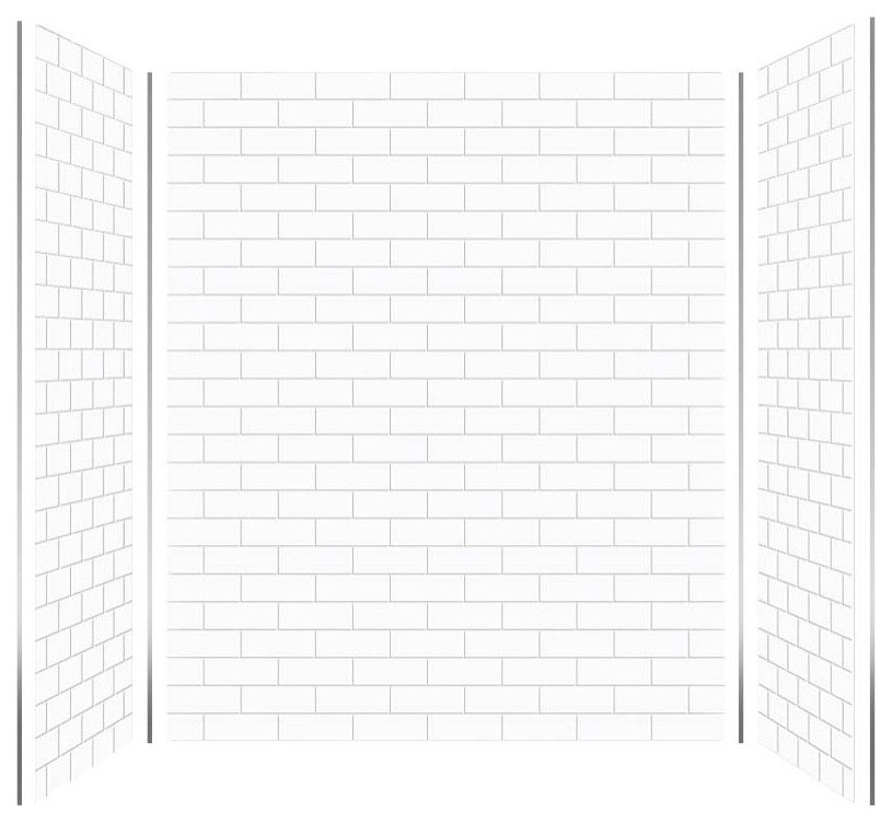 Transolid PWK603672-131 Prodigy 60"x36"x72" Shower Wall Kit, White Subway
