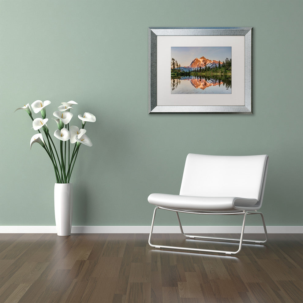 Pierre Leclerc 'Picture Lake Sunset' Matted Art, Silver Frame, White, 14x11