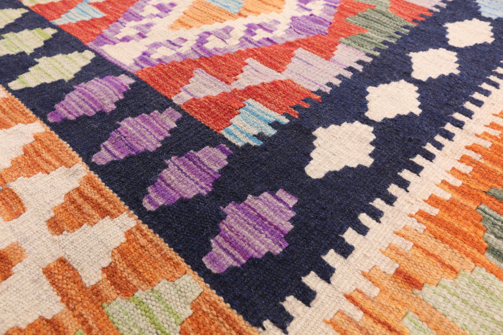 Wool On Wool Flat Weave Kilim Reversible Rug 6' 10" X 9' 9" Q9474