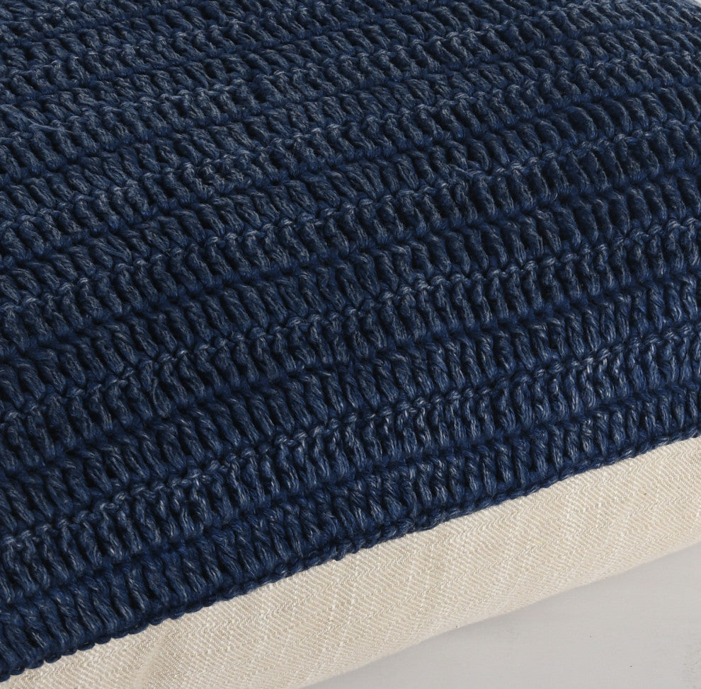 Marcie Knitted 22" Throw Pillow by Kosas Home, Indigo