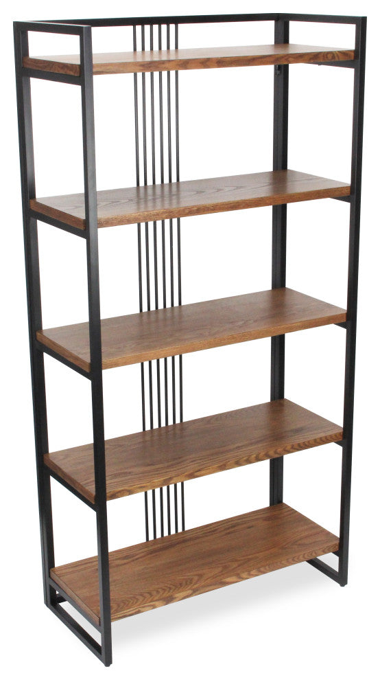 Lauxel 5 Tier Metal Framed Wood Shelf