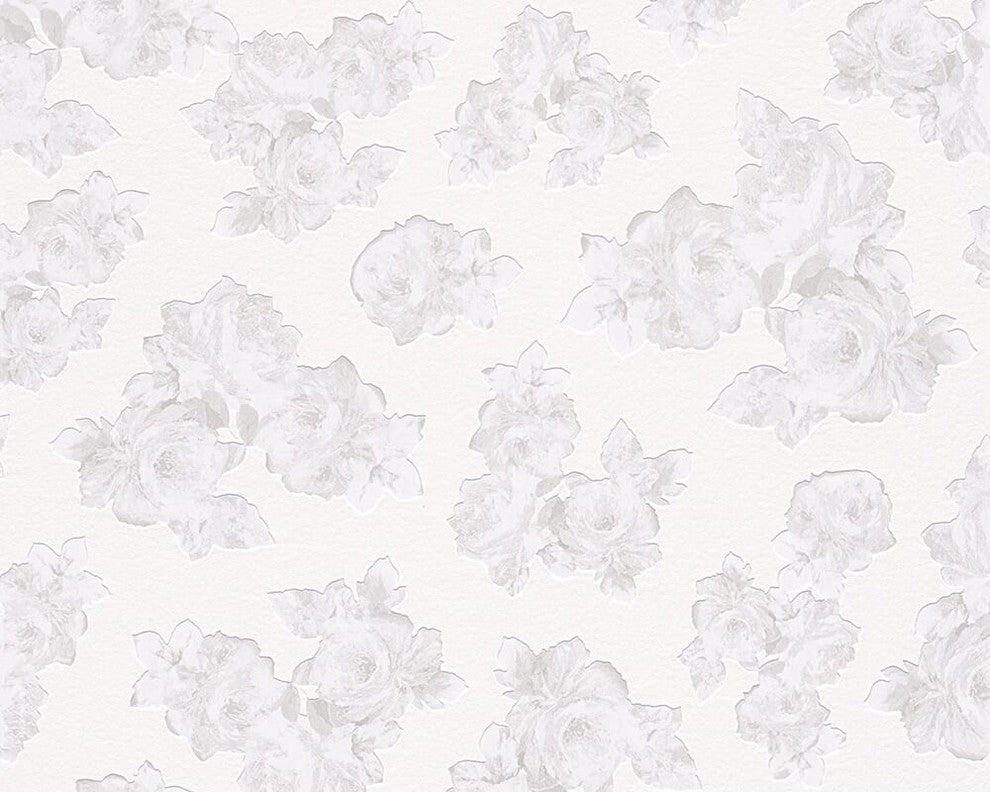 Metropolis 2, Urban Graphic Stripes Floral Plain Light White Wallpaper Roll