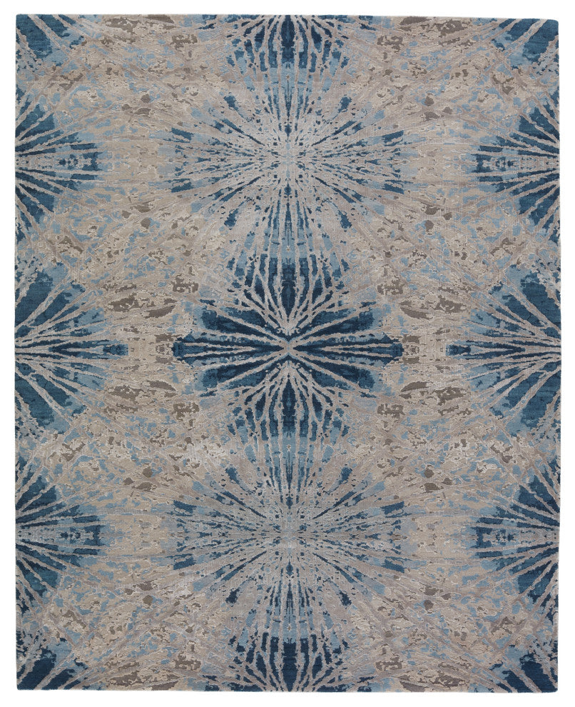 Kavi by Jaipur Living Thea Knotted Abstract White/Navy Area Rug, 9'x12'