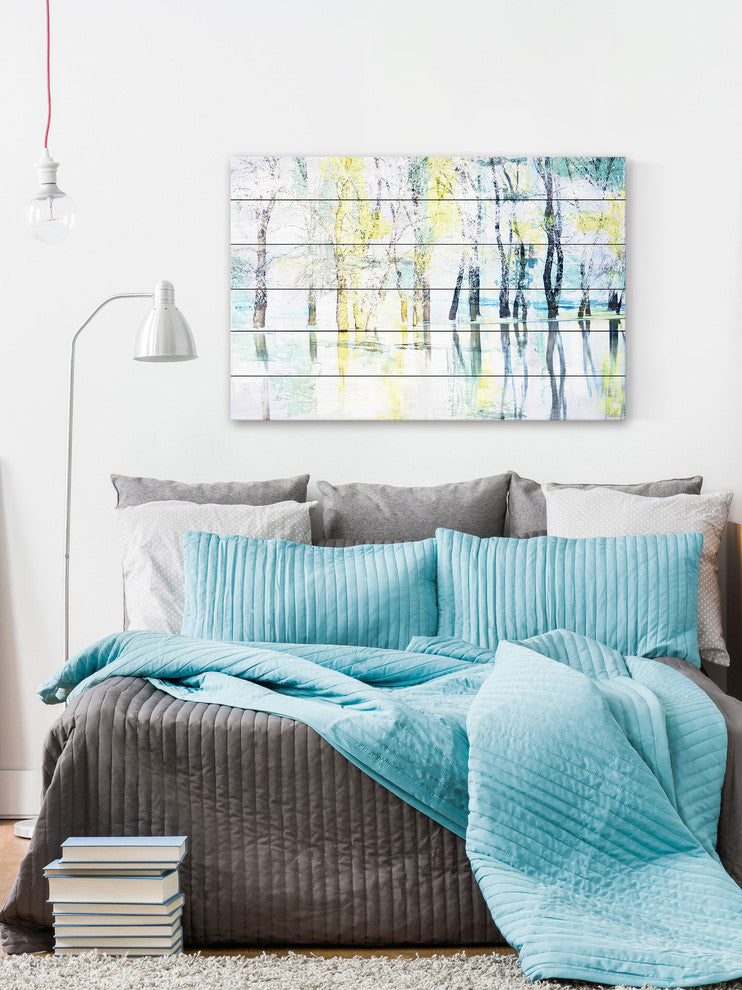 "Yellow Haze" Painting Print on White Wood, 36"x24"