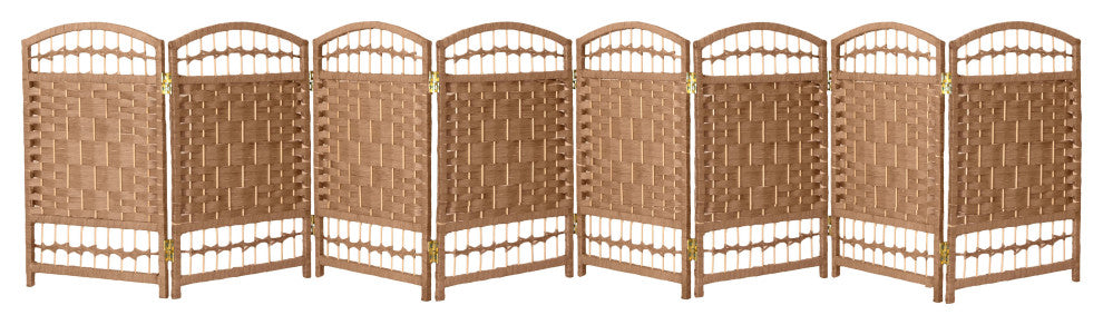 2 ft. Short Fiber Weave Room Divider Natural 8 Panels