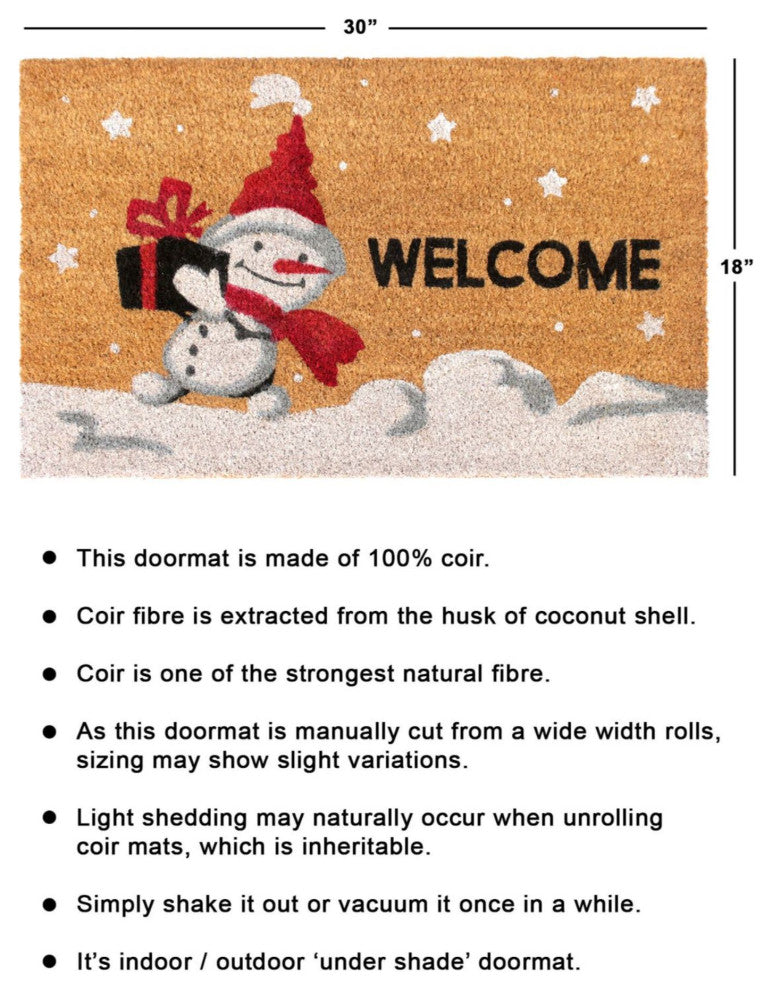 White Machine Tufted Holiday Snowman Welcome Doormat, 18"x30"