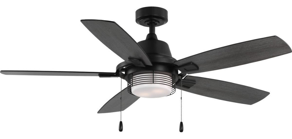 Freestone 52" 5-Blade Matte Black Ceiling Fan With LED Lamped Light Kit