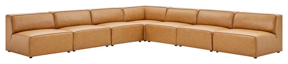 Mingle Vegan Leather 7-Piece Sectional Sofa, Tan