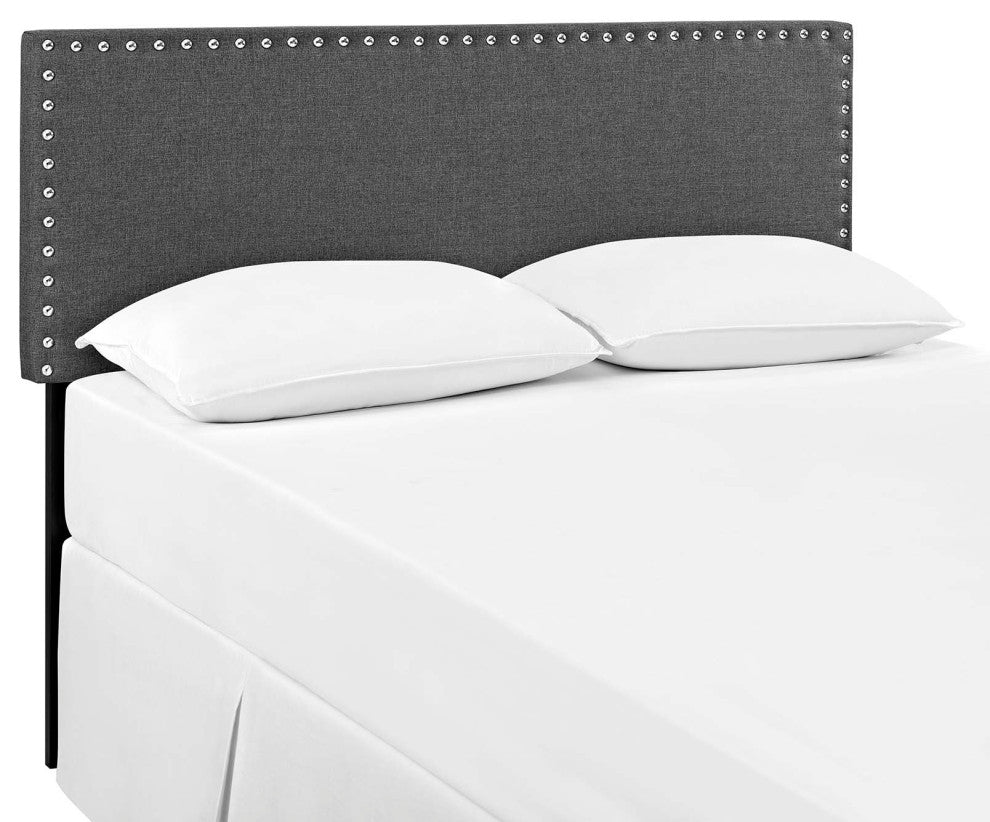 Phoebe King Upholstered Fabric Headboard, Gray