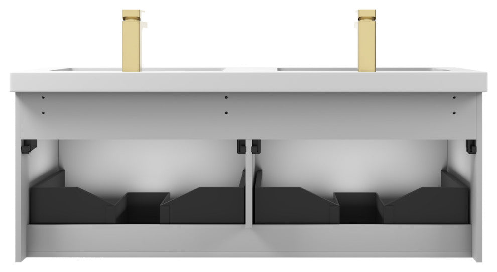 Floating Bathroom Vanity with Sink, Wall Mounted Vanity, Grey, 48" W/ Double Sinks