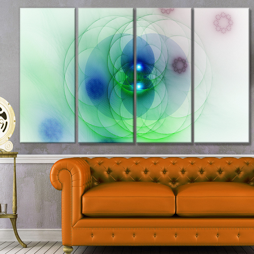 Merge Colored Spheres., Abstract Canvas Art Print, 48"x28", 4 Panels