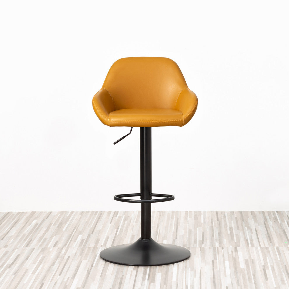 Set of 3 Adjustable Swivel Bar Stool, Mustard Yellow