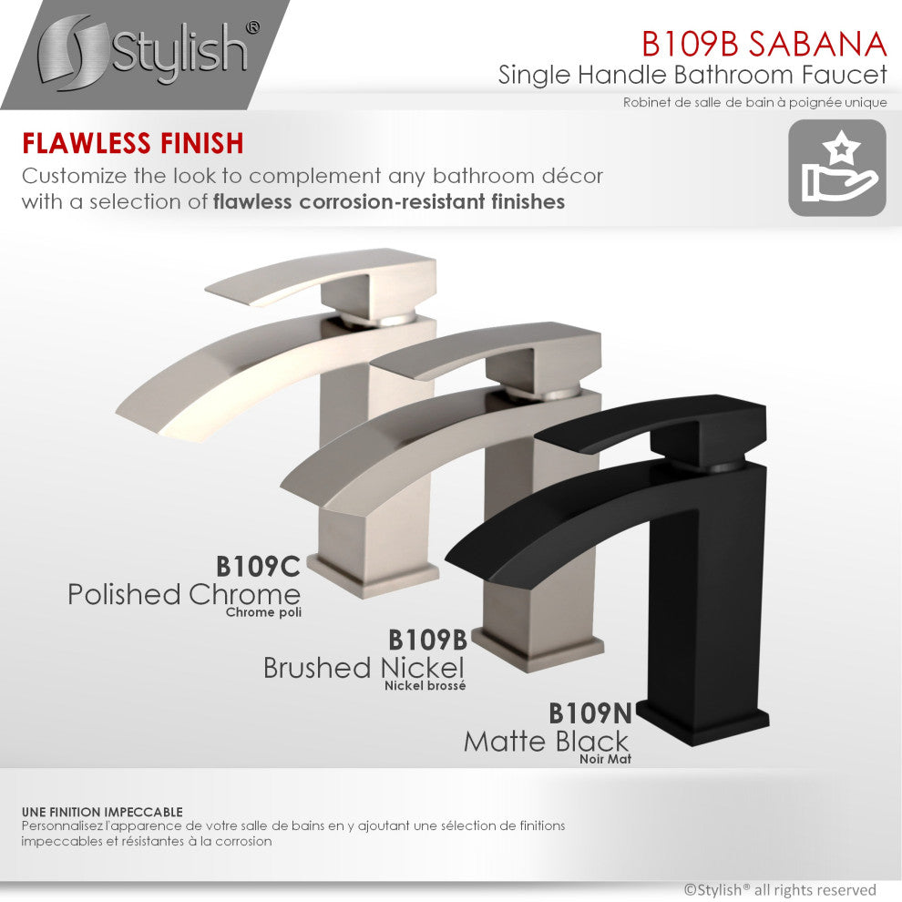 STYLISH Single Hole Bathroom Faucet, Brushed Nickel