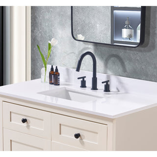 Andalo Engineered Stone Vanity Top, Snow White With White Sink, 43"