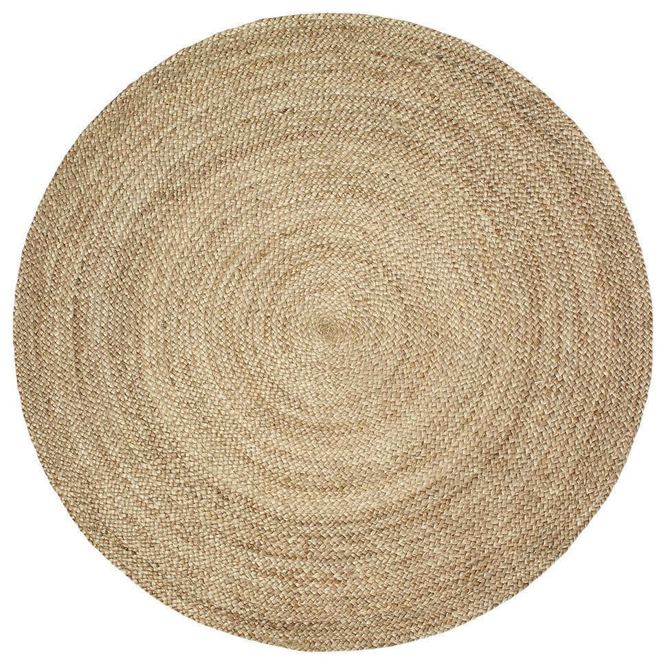 Gray Toned Organic Jute Area Rug, 8' Round